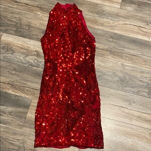 Vintage Sean Collection Elegant Red Sequin Dress